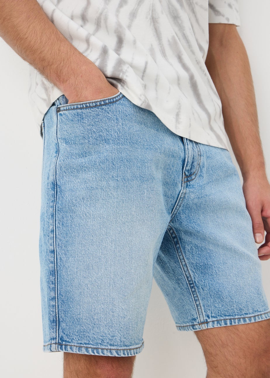 Mid Wash Loose Fit Denim Shorts