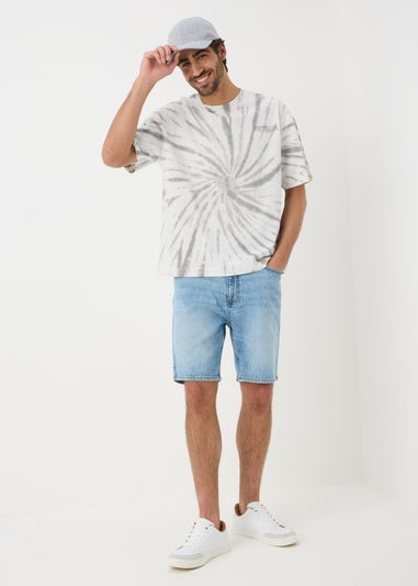 Mid Wash Loose Fit Denim Shorts