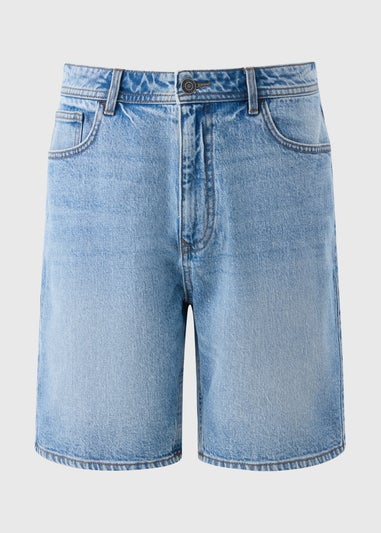 Mid Wash Loose Fit Denim Shorts