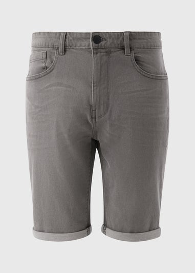 Mid Grey Denim Stretch Shorts