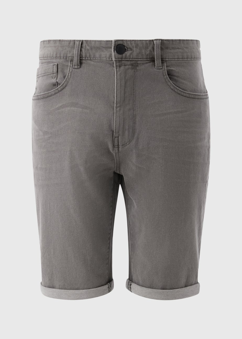 Mid Grey Denim Stretch Shorts