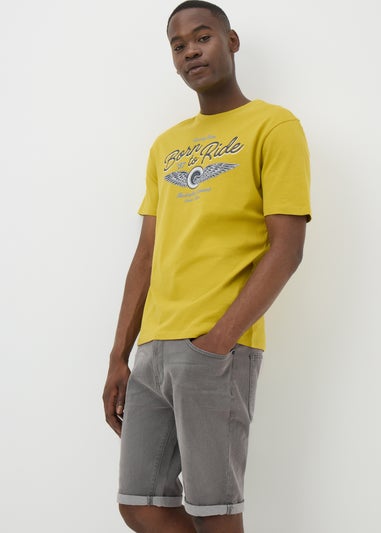 Mid Grey Denim Stretch Shorts