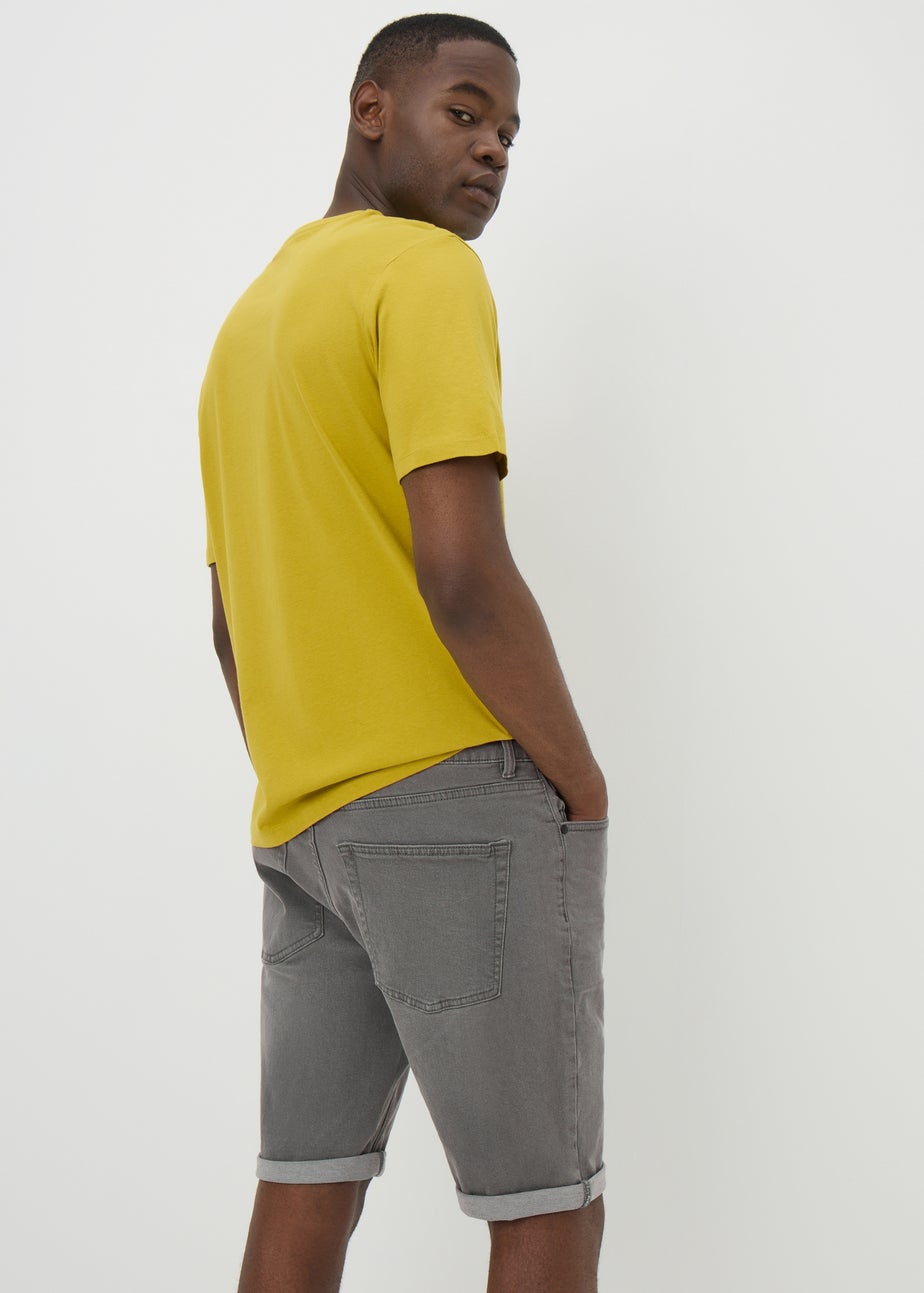 Mid Grey Denim Stretch Shorts