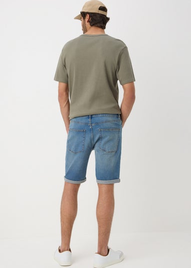 Mid Wash Denim Stretch Shorts