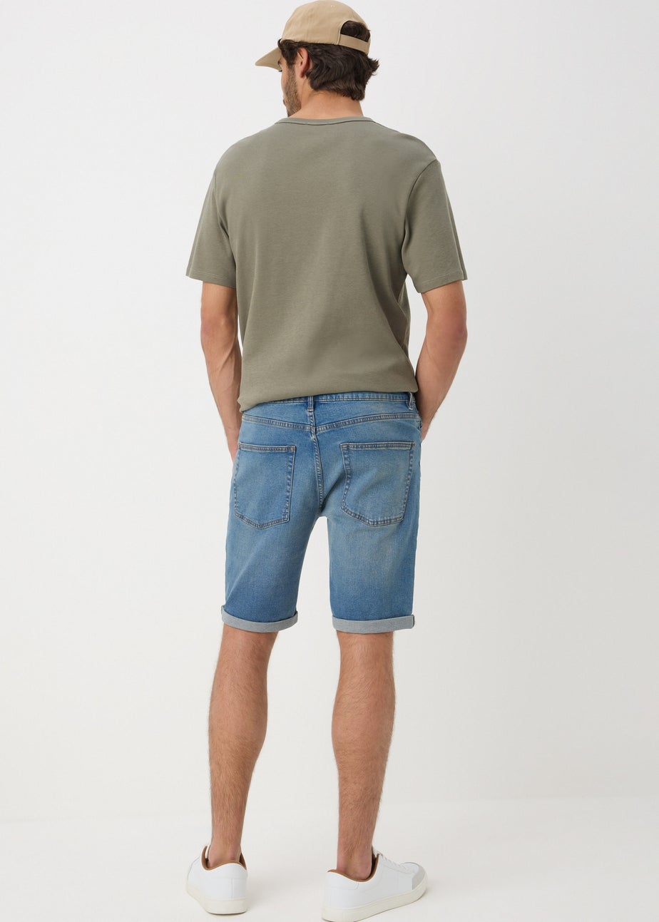 Mid Wash Denim Stretch Shorts