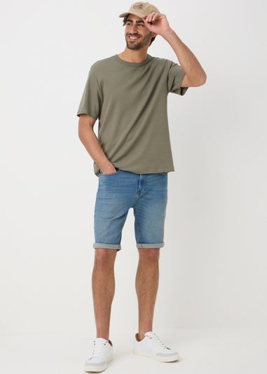 Mid Wash Denim Stretch Shorts