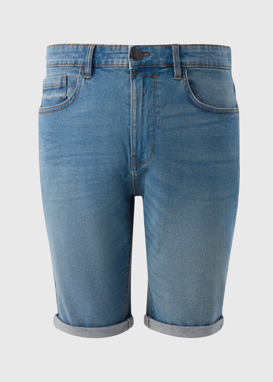 Mid Wash Denim Stretch Shorts