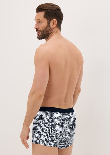 5 Pack Black Mono Geometric Metallic Keyhole Boxers