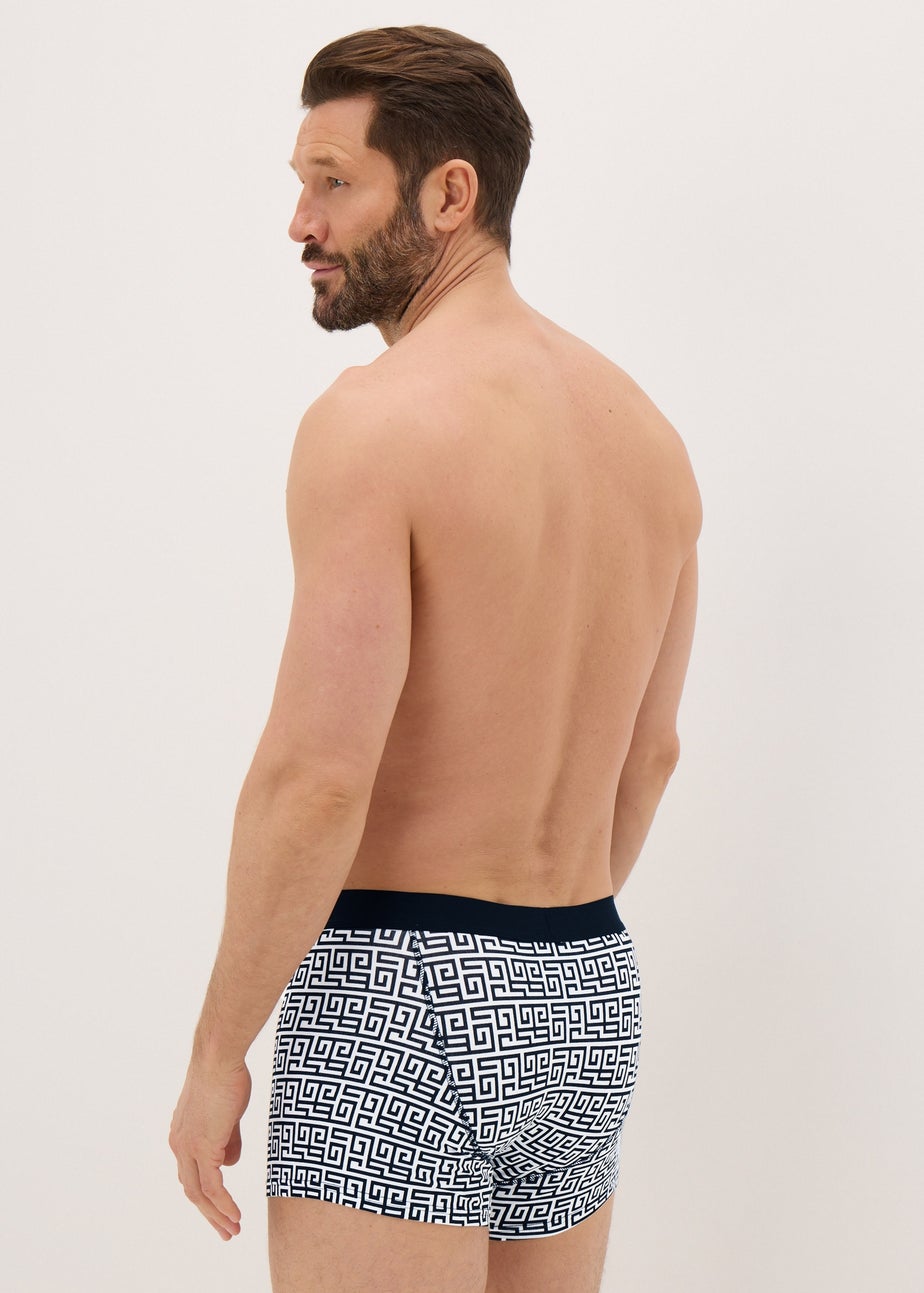 5 Pack Black Mono Geometric Metallic Keyhole Boxers