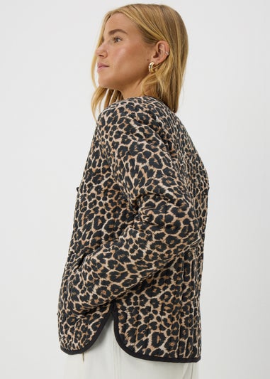 Brown Leopard Print Quilted Jacket