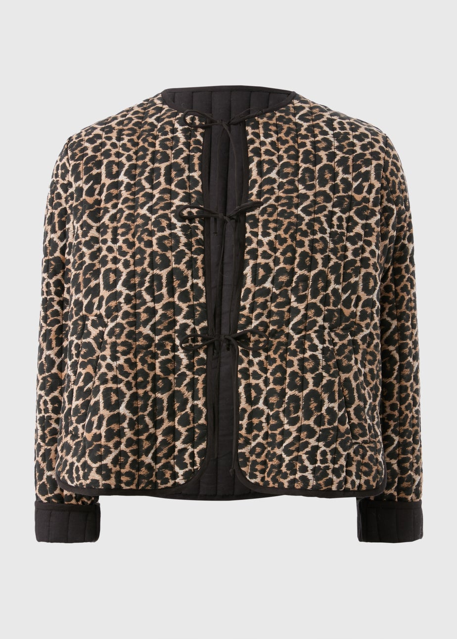 Brown Leopard Print Quilted Jacket