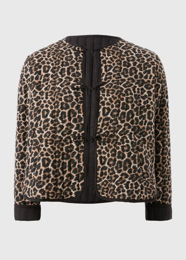 Brown Leopard Print Quilted Jacket