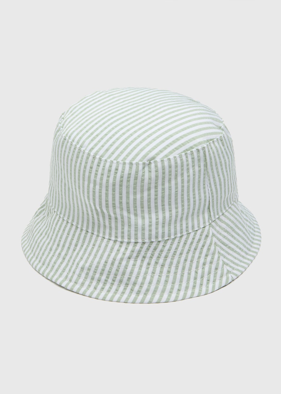 Baby Sage Crinkle Stripe Bucket Hat (Newborn-24mths)