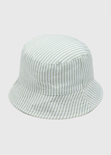 Baby Sage Crinkle Stripe Bucket Hat (Newborn-24mths)
