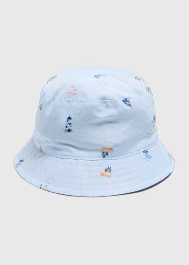 Baby Blue Reversible Nautical Bucket Hat (Newborn-24mths)