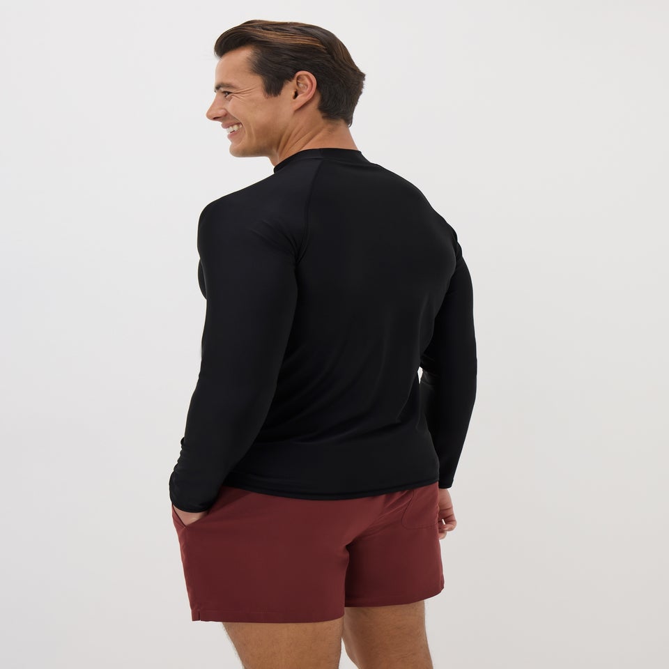 Black Plain Long Sleeve Rash Vest