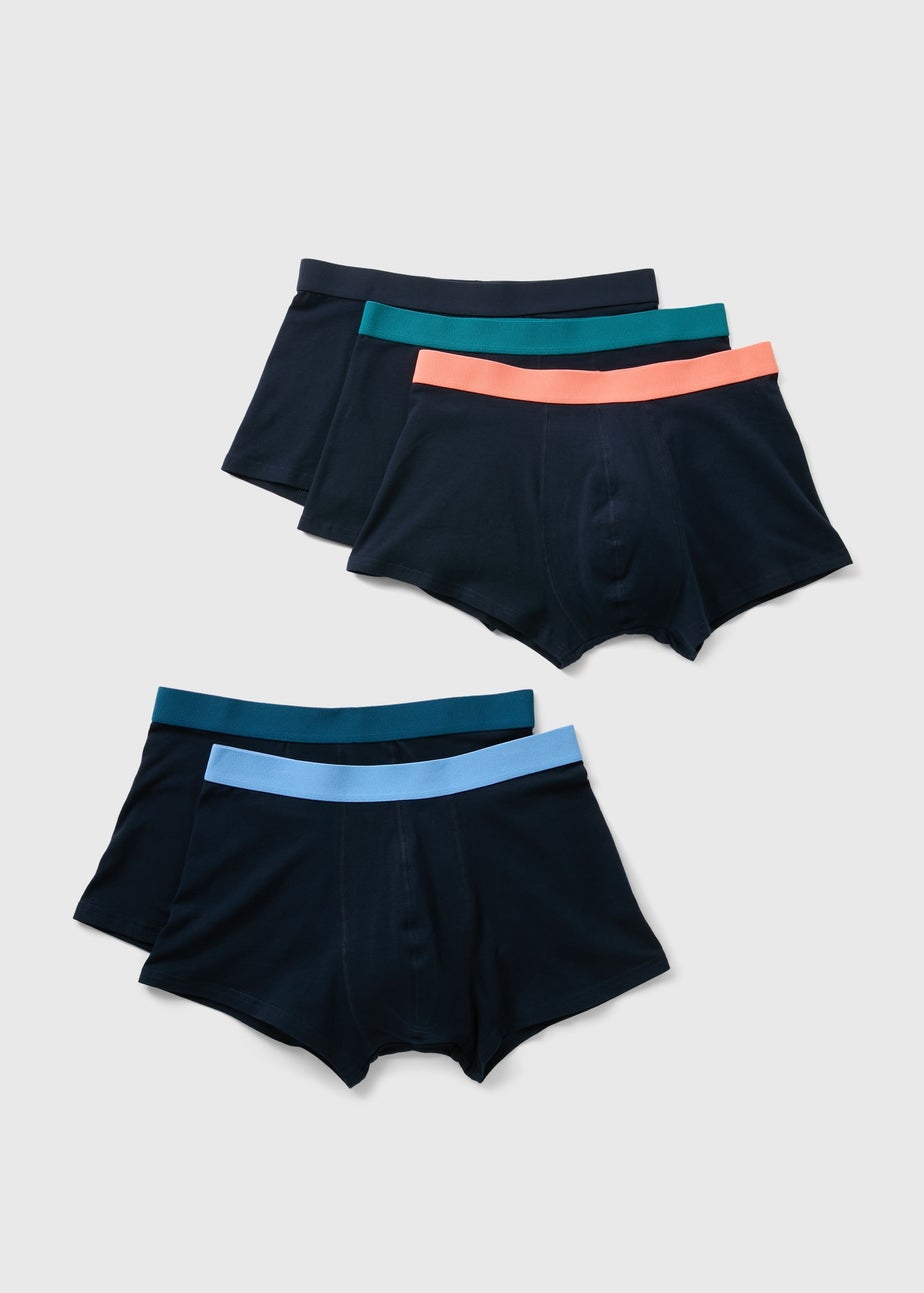 5 Pack Navy Coloured Waistband Hipsters