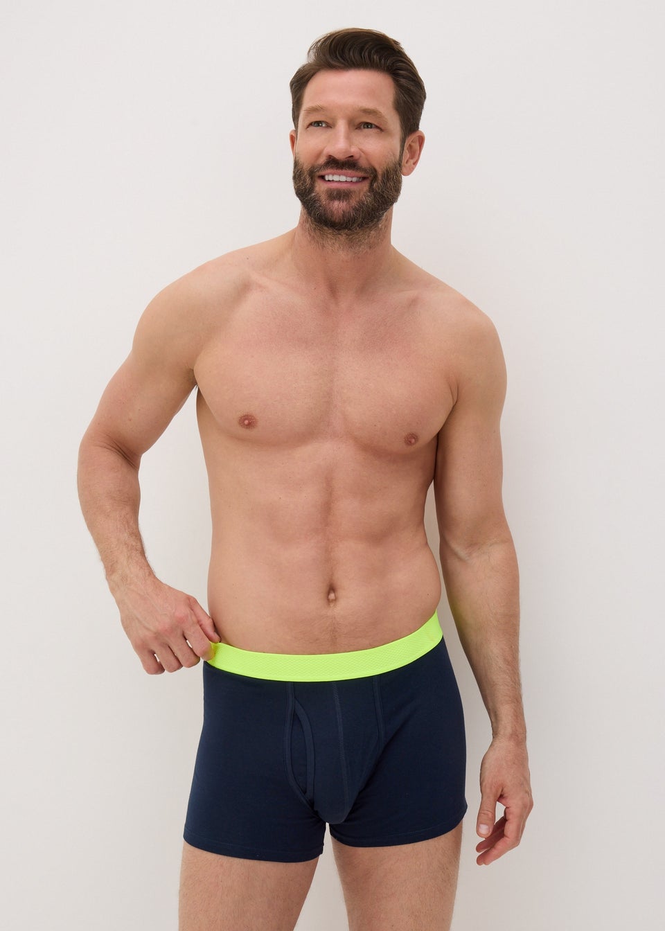 5 Pack Navy Neon Waistband Keyhole Boxers