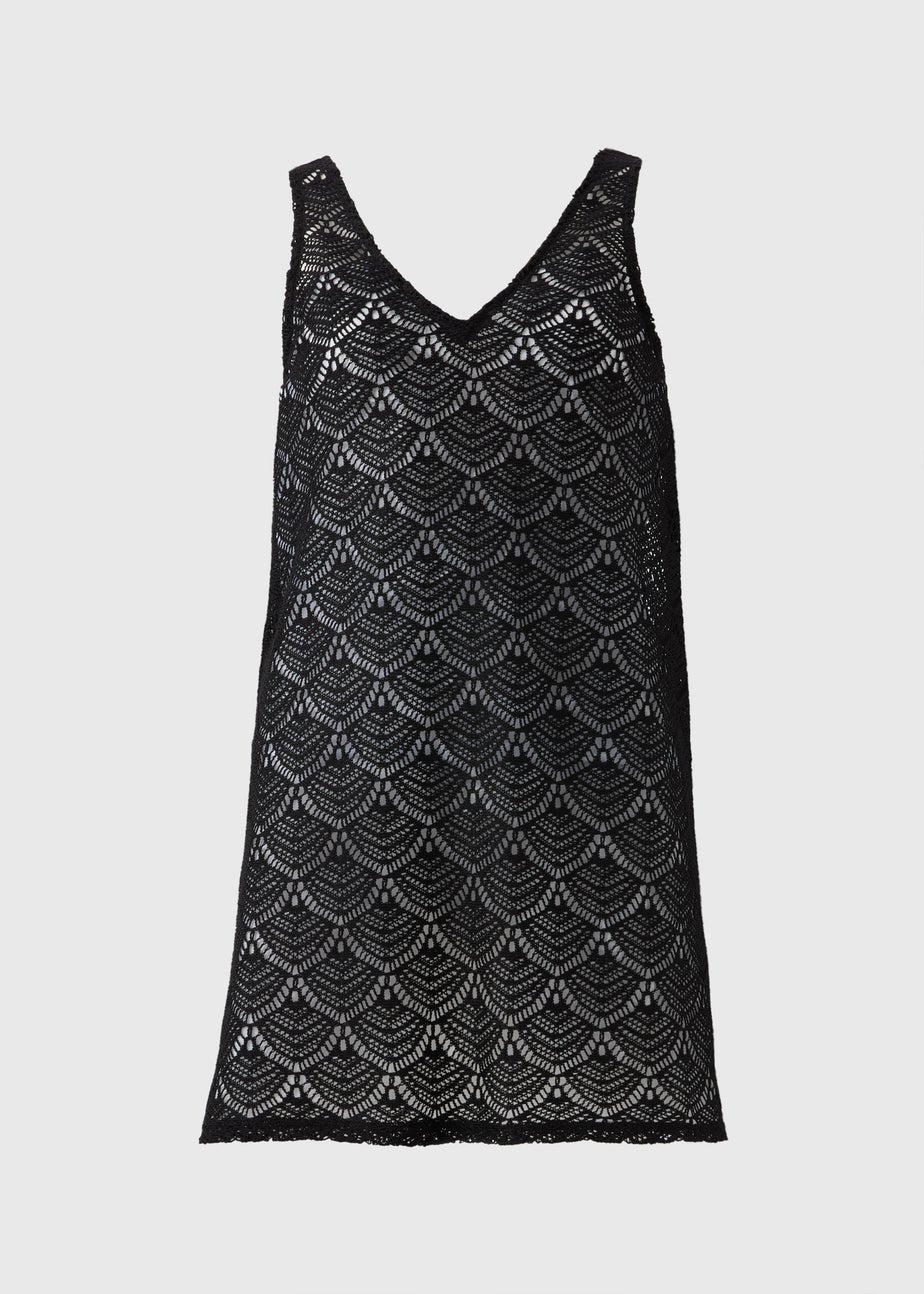 Black Crochet Short Beach Dress