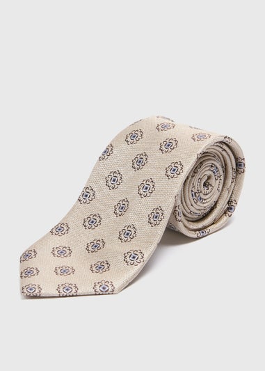 Taylor & Wright Beige Geometric Wide Scale Tie