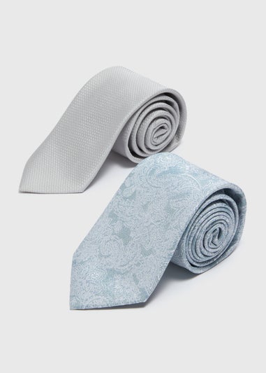 Taylor & Wright 2 Pack Silver Paisley Textured Ties