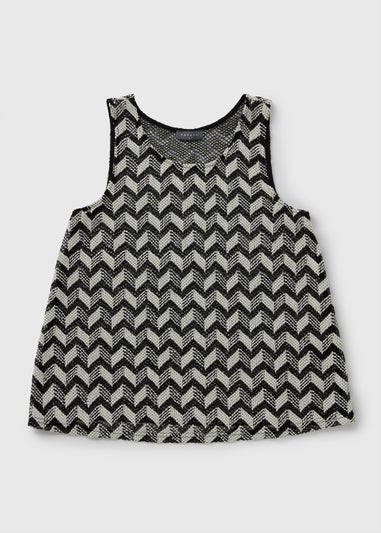Black Chevron Crochet Vest Top