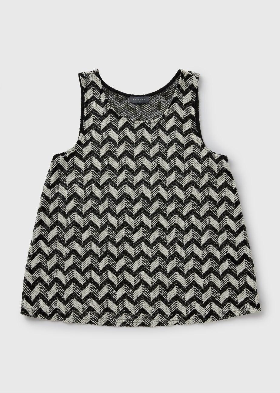 Black Chevron Crochet Vest Top