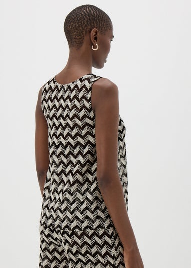 Black Chevron Crochet Vest Top