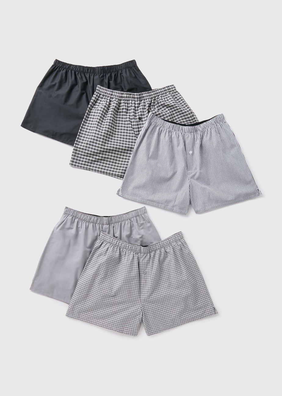 5 Pack Mono Woven Check Boxers