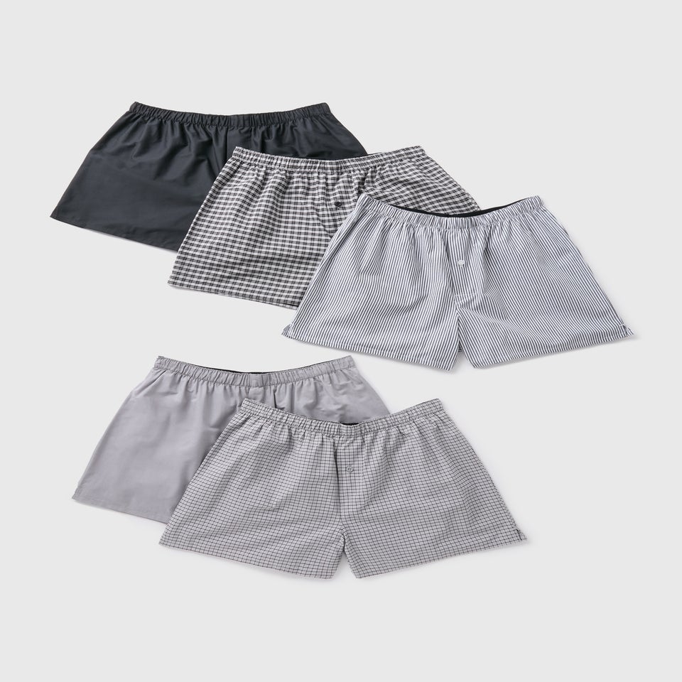 5 Pack Mono Woven Check Boxers