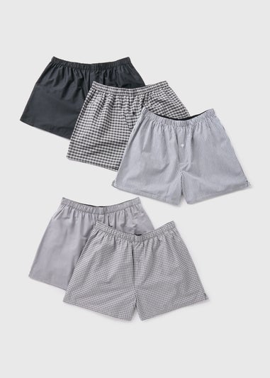 5 Pack Mono Woven Check Boxers