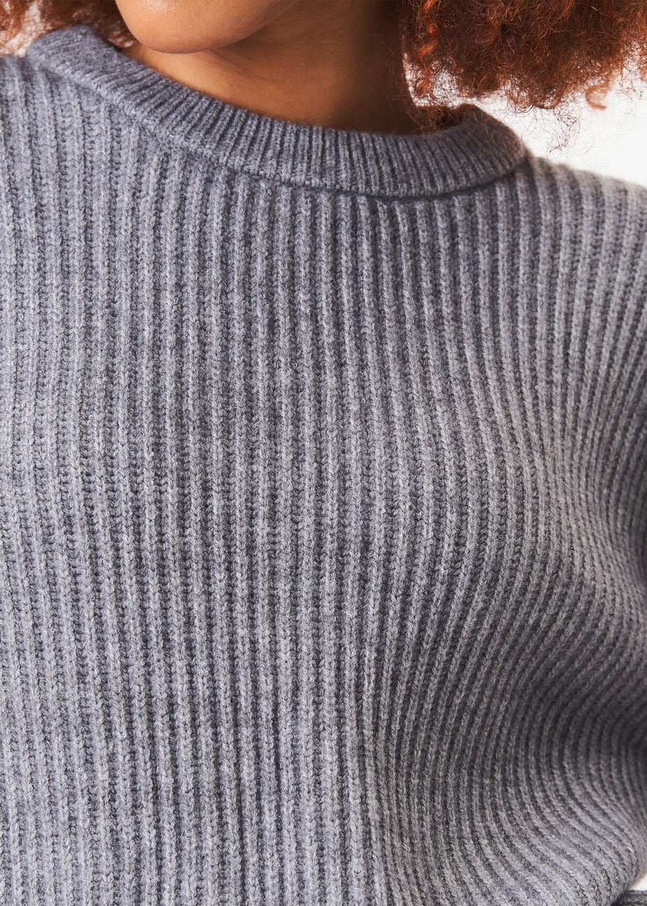 Gini London Grey Chunky Knit Oversized Jumper