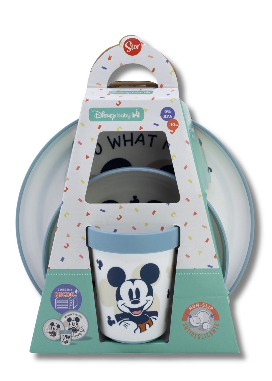 Disney Blue Mickey Mouse Non Slip Dinner Set Box 3pcs