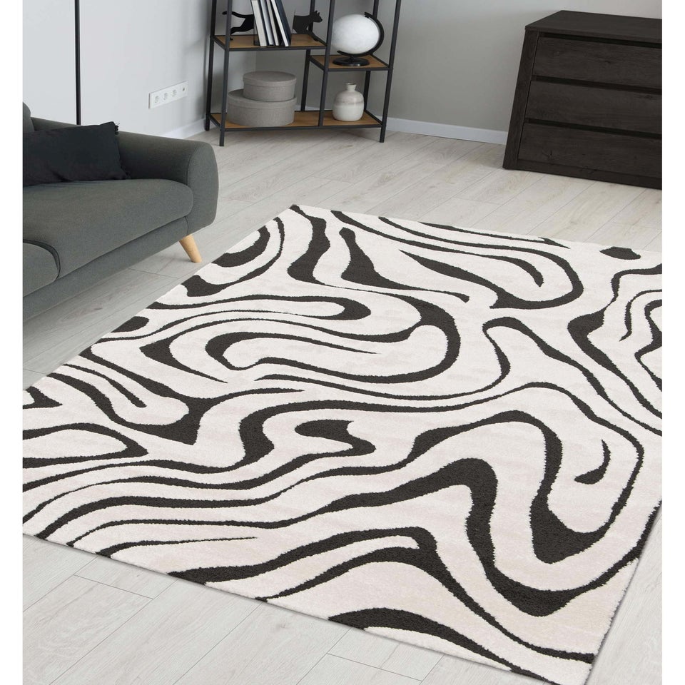 Homemaker Reef Ripple Black/Off White Mono Rug
