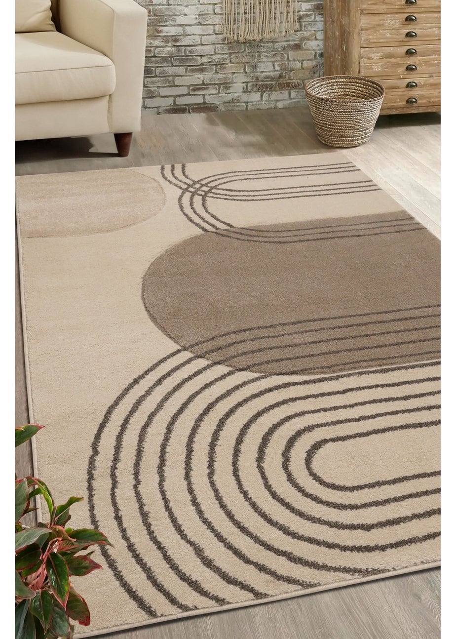 Homemaker Sara Carved Abstract Arcs Natural Rug