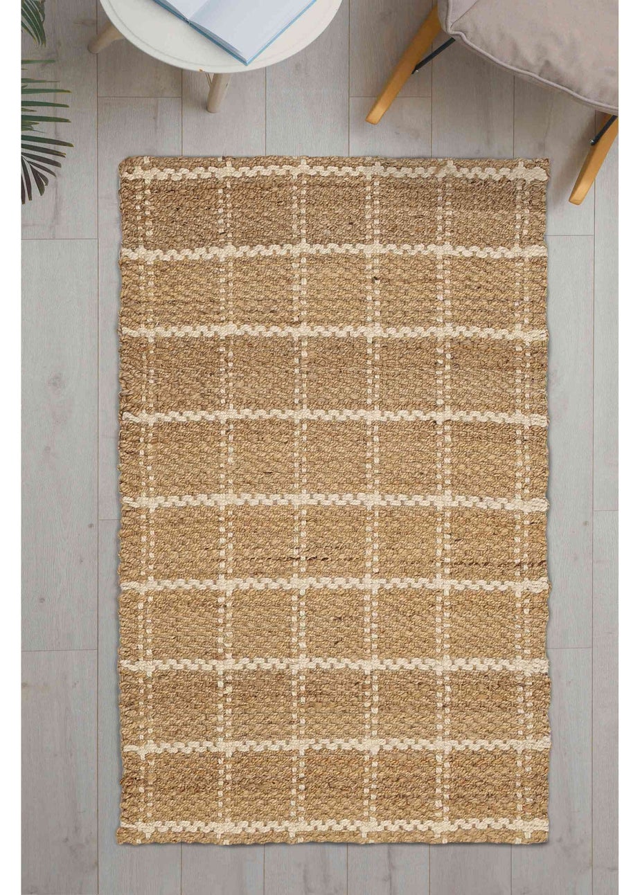 Relay Jute Check Natural Beige Rug