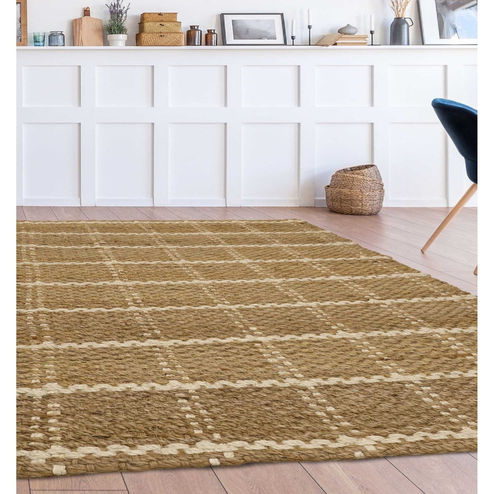 Relay Jute Check Natural Beige Rug