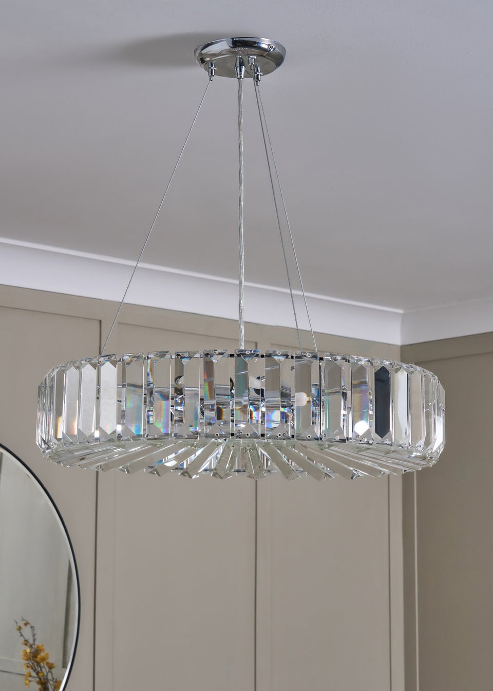 BHS Chrome Renee Crystal Pendant (35-115cm x 50cm)