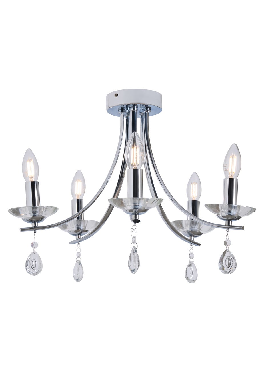 BHS Chrome Bugsy Flush Ceiling 5 Light (36cm x 55cm)