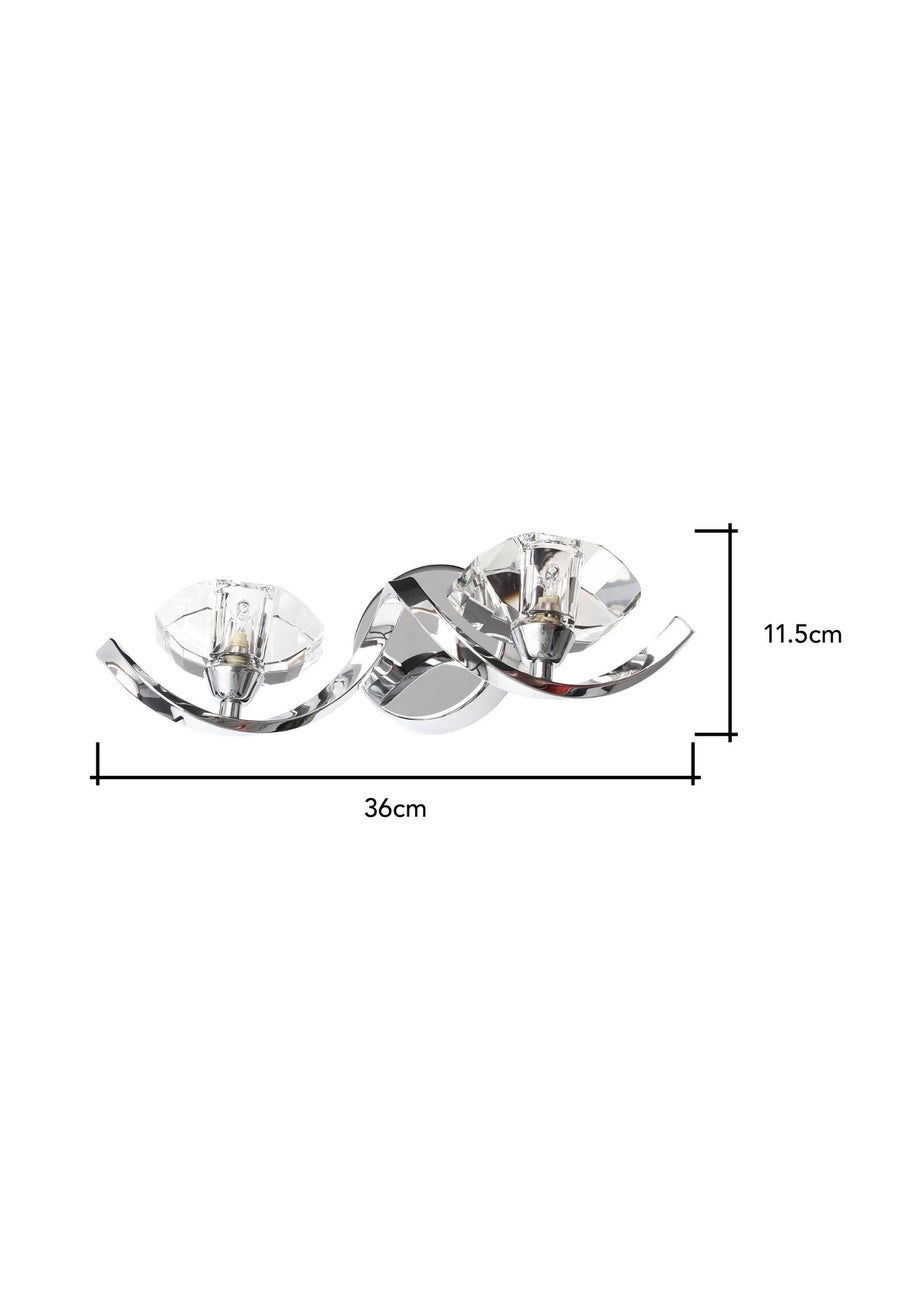 BHS Chrome Bella Twisted Wall 2 Light (12cm x 36cm)