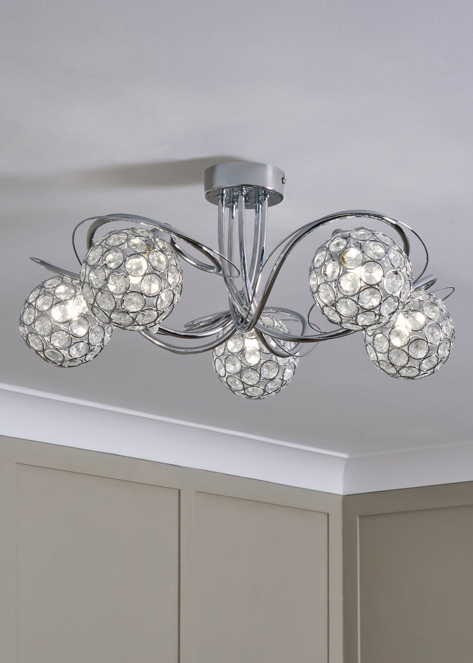 BHS Chrome Orianna Flush 5 light (22cm x 52cm)