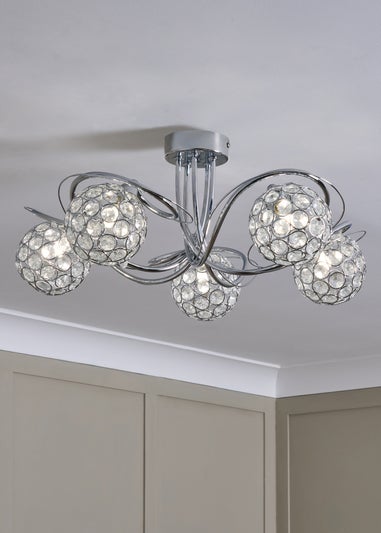 BHS Chrome Orianna Flush 5 light (22cm x 52cm)