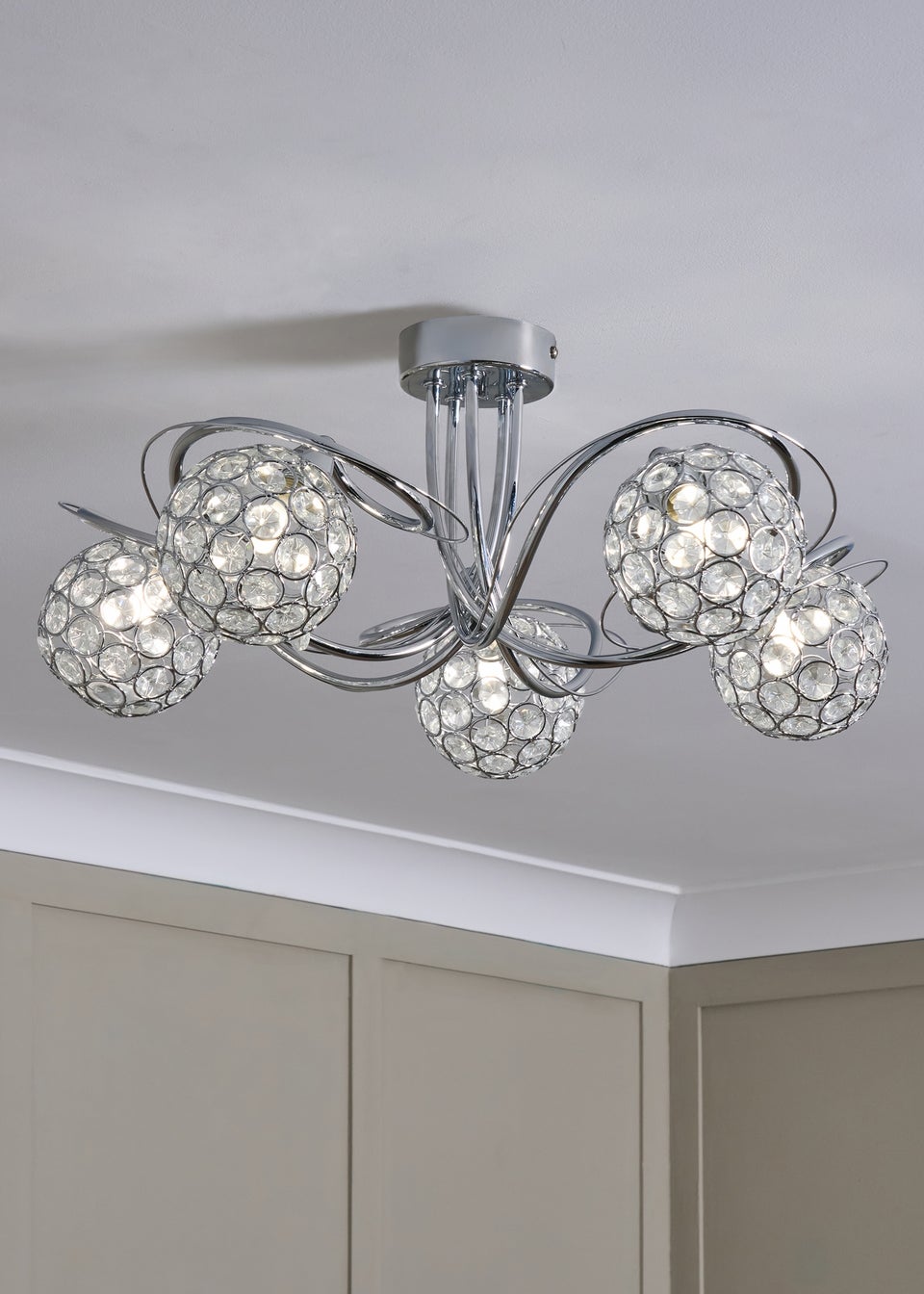 BHS Chrome Orianna Flush 5 light (22cm x 52cm)