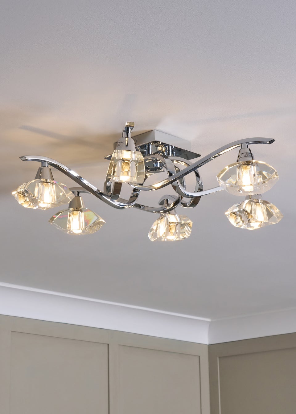 BHS Chrome Bella Flush Ceiling 6 Light (15cm x 47cm)