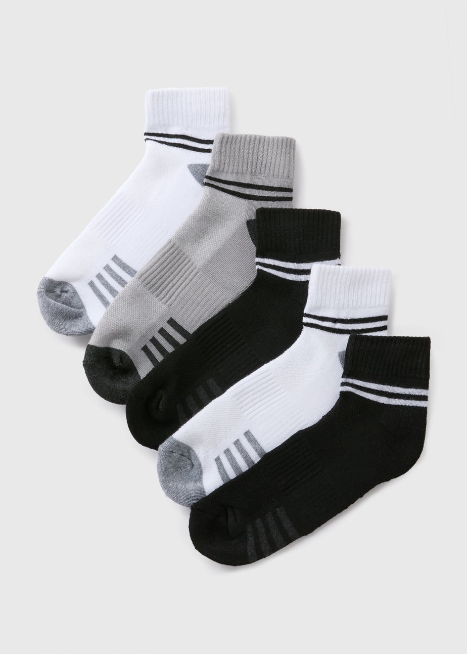 5 Pack Mono Quarter Trainer Socks