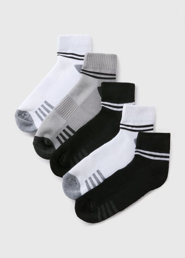 5 Pack Mono Quarter Trainer Socks