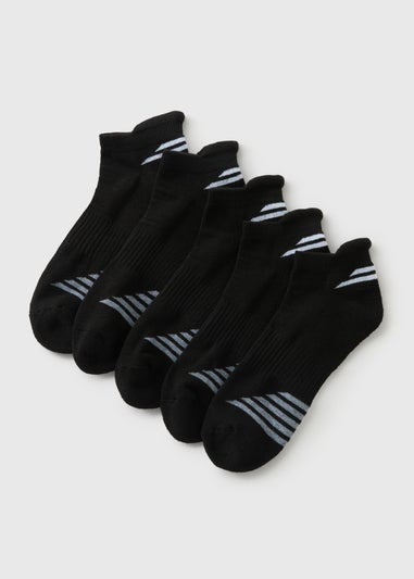 5 Pack Black Stripe Athletic Trainer Socks