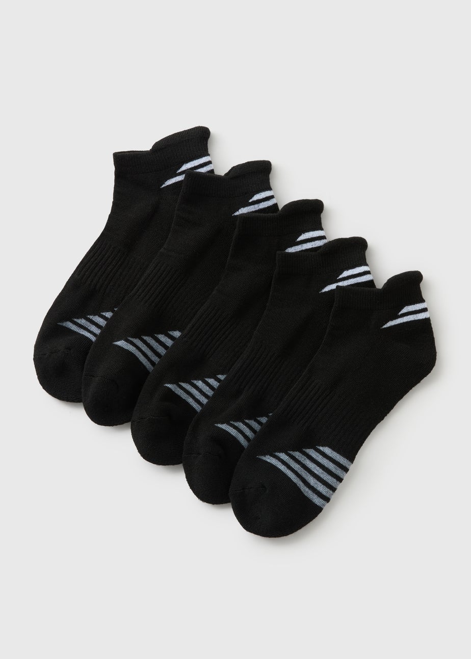 5 Pack Black Stripe Athletic Trainer Socks