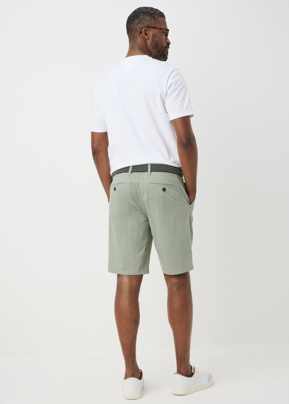 Lincoln Sage Green Belted Chino Shorts