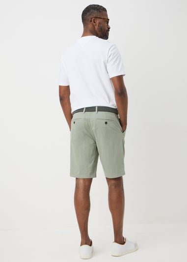 Lincoln Sage Green Belted Chino Shorts
